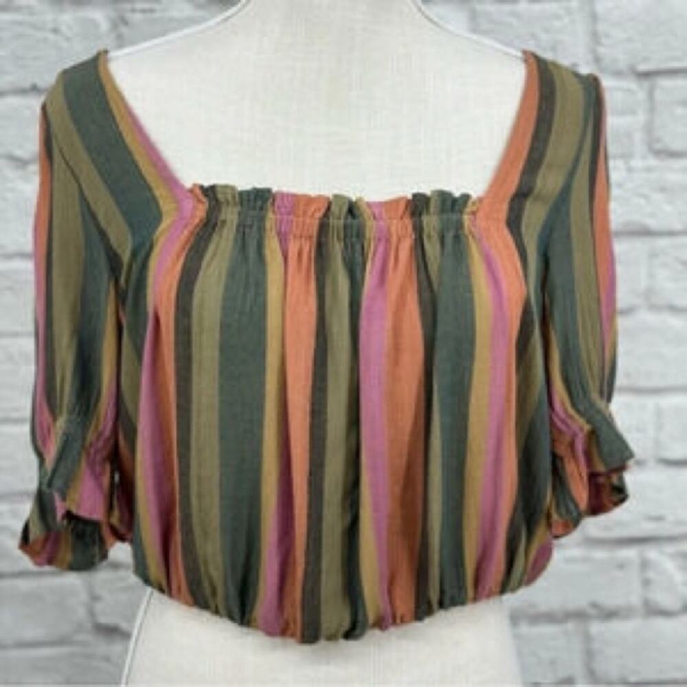 American Eagle NWT Womens 
Stripe Crop Top Short Sleeve Size XXSmall - Picture 5 of 5